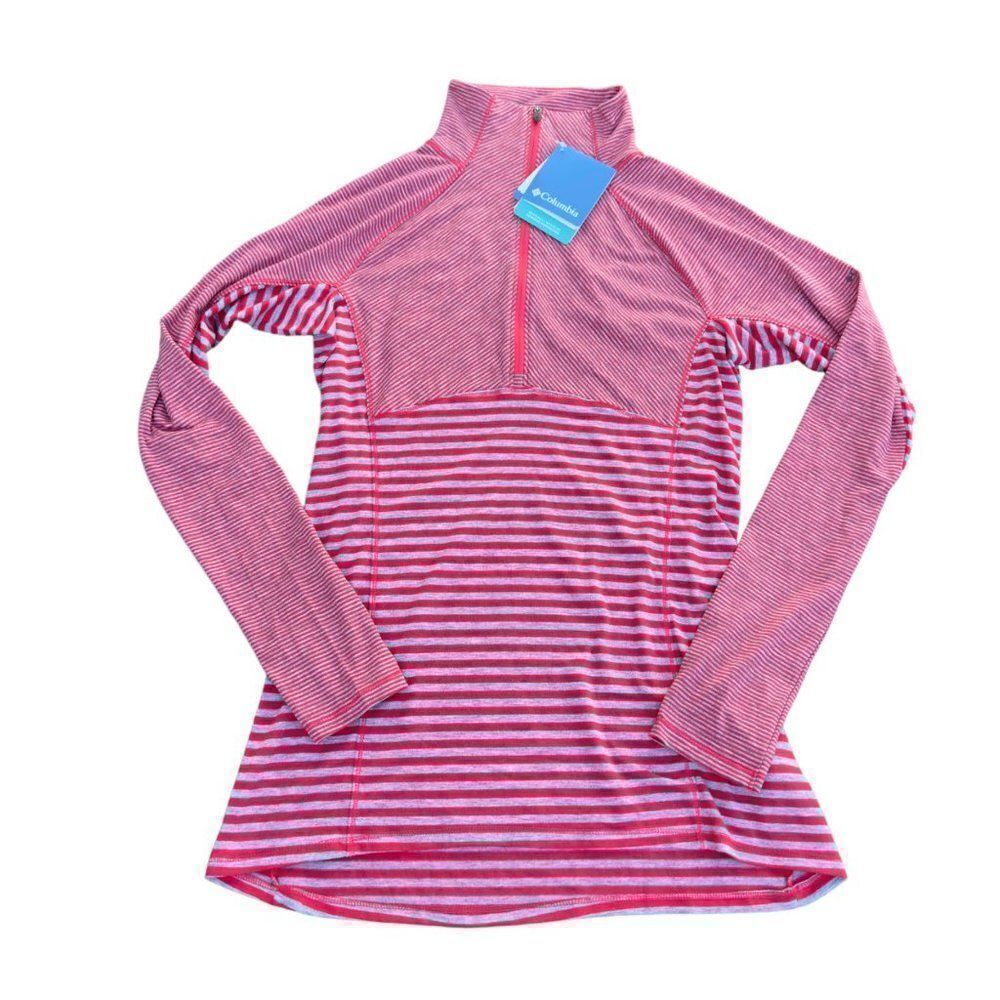 Columbia Layer First II Stripe 1/2 Zip Pullover Grey / Pink Women's Small (S)